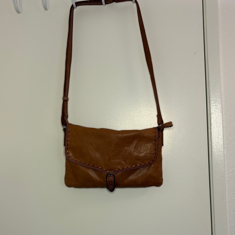 100% Genuine Brown Leather Crossbody Bag Satchel Purse Adjustable Straps Cowboy - Picture 3 of 13
